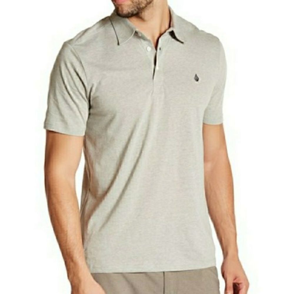 NWT Volcom Polo Short Sleeve Shirt Gray S Small